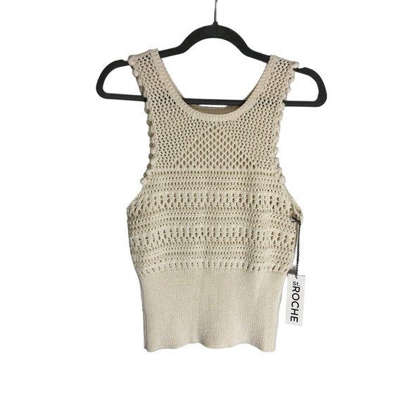 NWT St. Roche Marilyn Tank in Natural Knit Crochet Organic Cotton-sz Medium - Picture 6 of 7